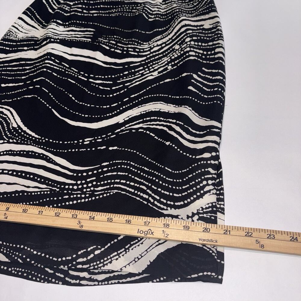 Talbots Skirt Black/Cream Aquatic Look Print 100% Pure Silk Classy Sz 8 Knee L - Picture 4 of 9